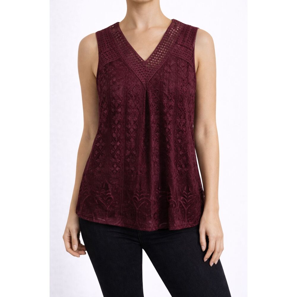 Valerie Stevens V-neck Tank Maroon L